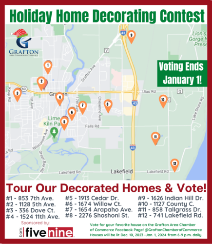 Ad of Grafton House Decorating Contest Map 2023 (5in x 5.75in)