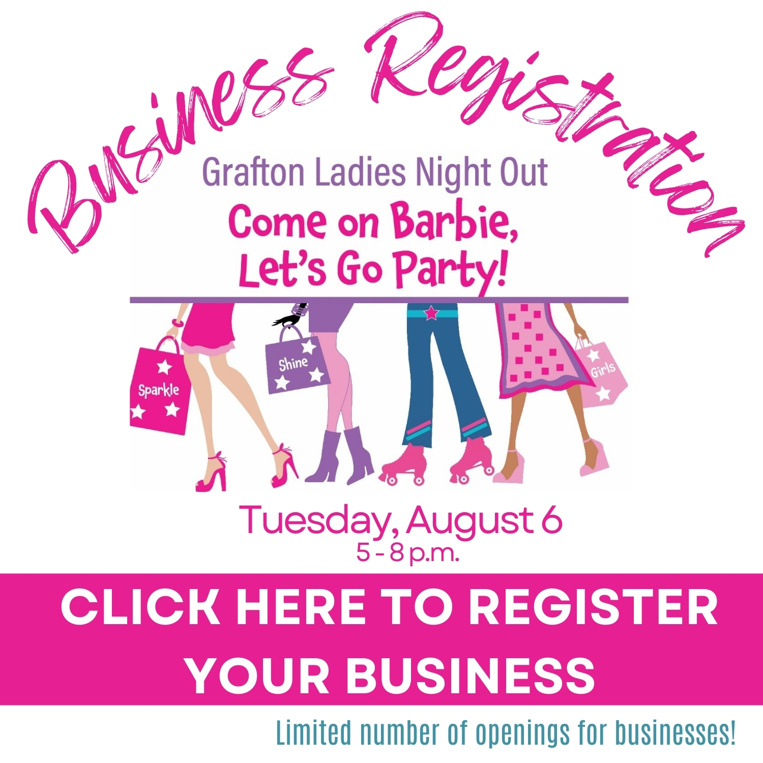 Barbie ladies night out businesses 2024 (4.35 x 5.24 in) (5 x 5 in)